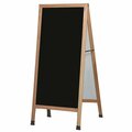 Aarco MA-3G 42in x 18in Cherry A-Frame Sign Board with Green Write-On Chalk Board 116MA3GCHRRY